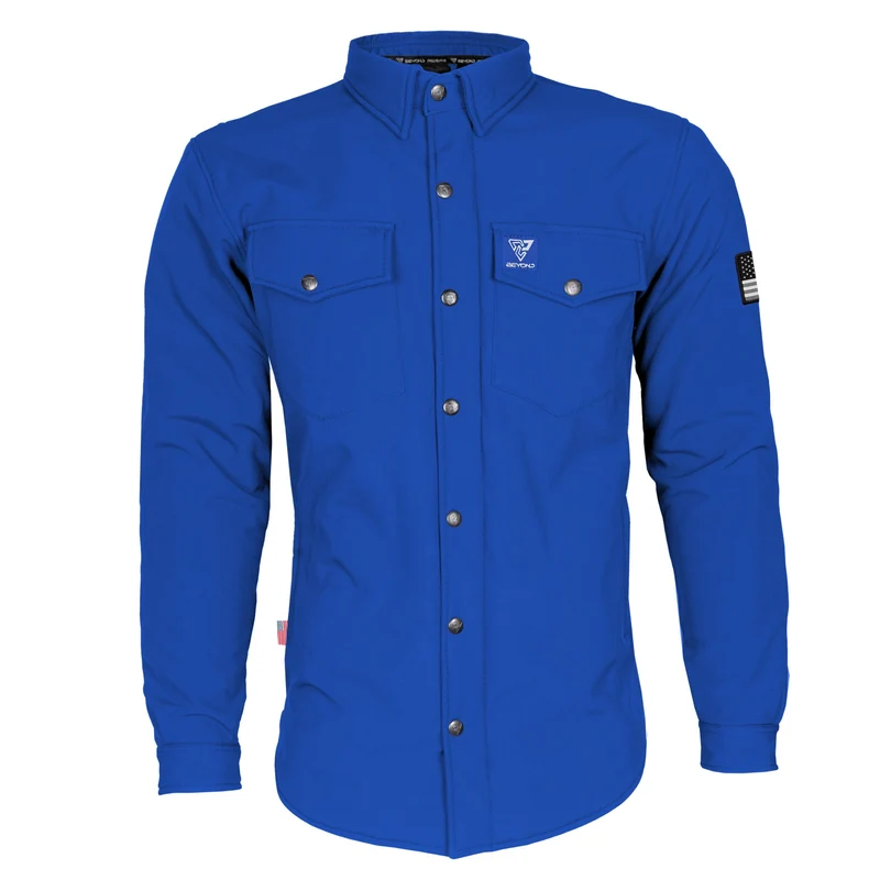 Protective SoftShell Winter Jacket for Men with Pads - Royal Blue Matte