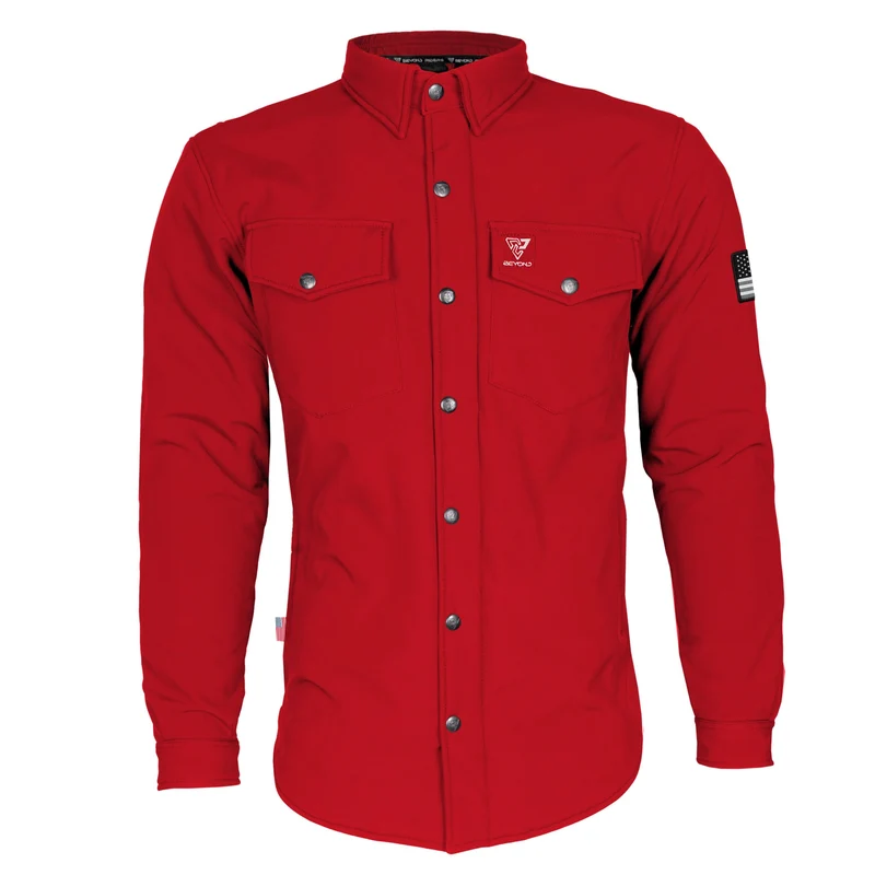 Protective SoftShell Winter Jacket for Men with Pads - Red Matte with Pads