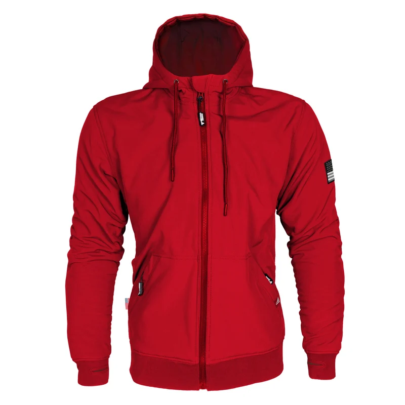 Protective SoftShell Unisex Hoodie with Pads - Red Solid Matte