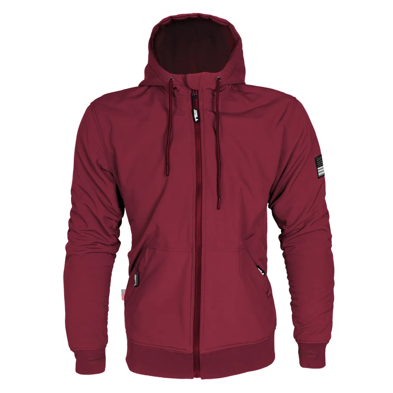 Protective SoftShell Unisex Hoodie with Pads - Red Maroon Matte