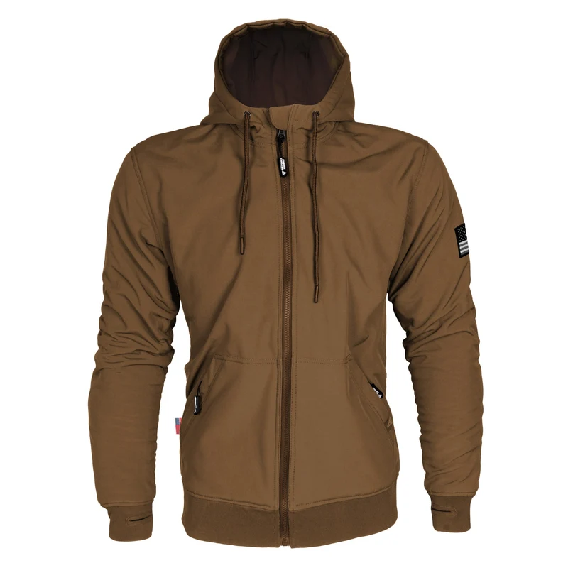 Protective SoftShell Unisex Hoodie with Pads - Light Brown Matte