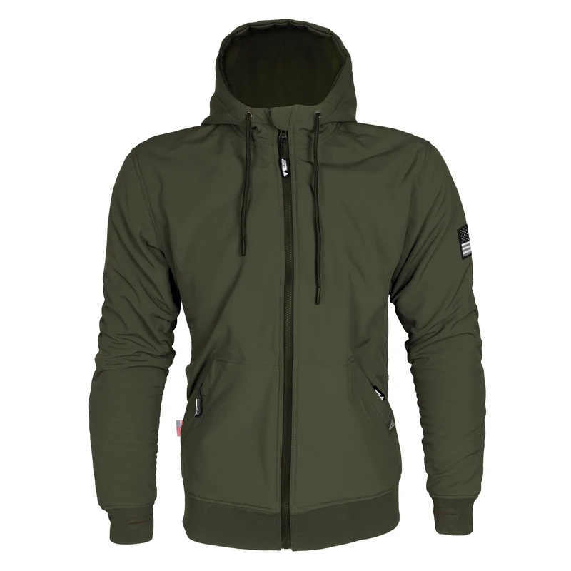 Protective SoftShell Unisex Hoodie with Pads - Army Green Matte