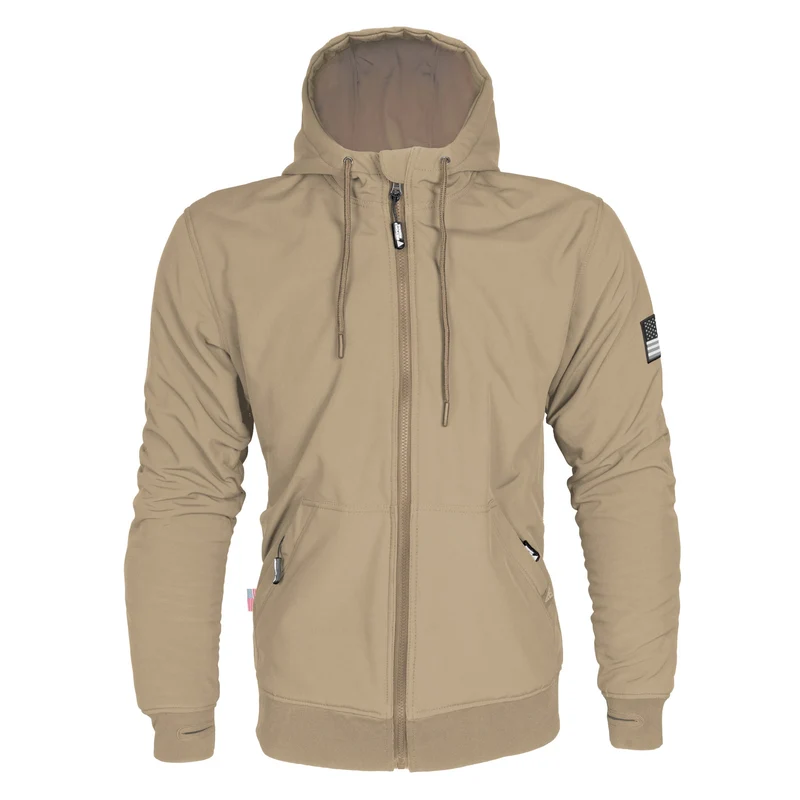 Protective SoftShell Unisex Hoodie with Pads - Khaki Matte