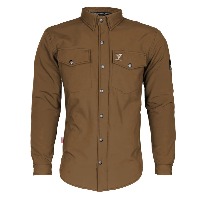 Protective SoftShell Winter Jacket with Pads for Men - Light Brown Matte