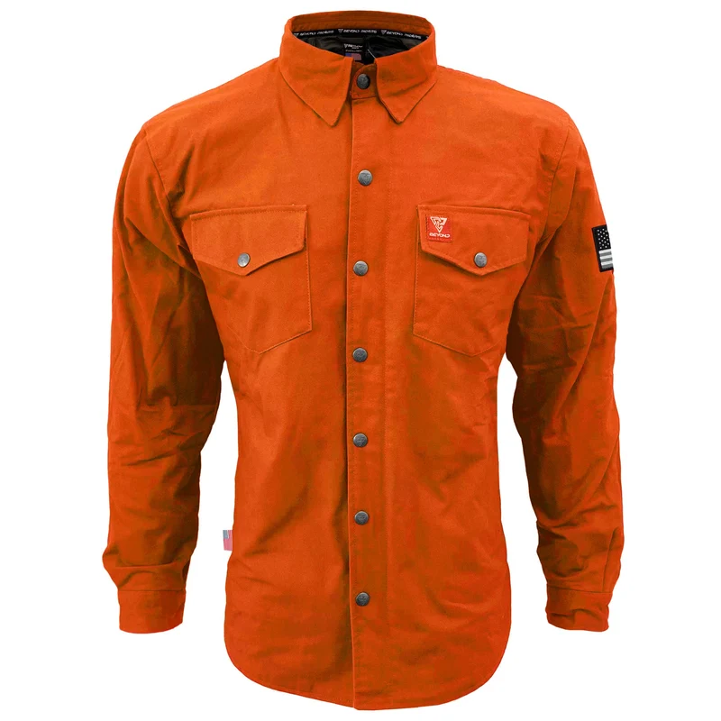 Protective Canvas Jacket with Pads for Men - Orange