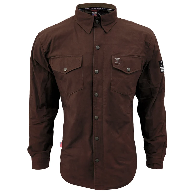 Protective Canvas Jacket with Pads for Men - Dark Brown