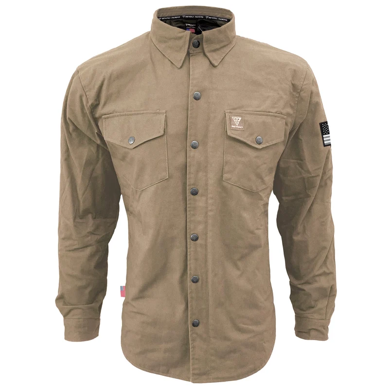 Protective Canvas Jacket with Pads for Men - Camel