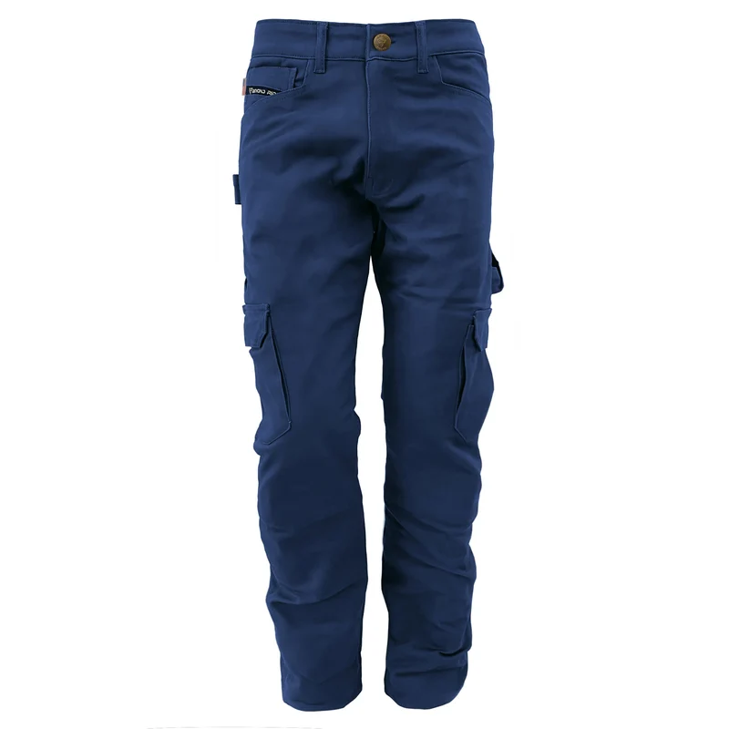 Loose Fit Cargo Pants with Pads - Navy Blue