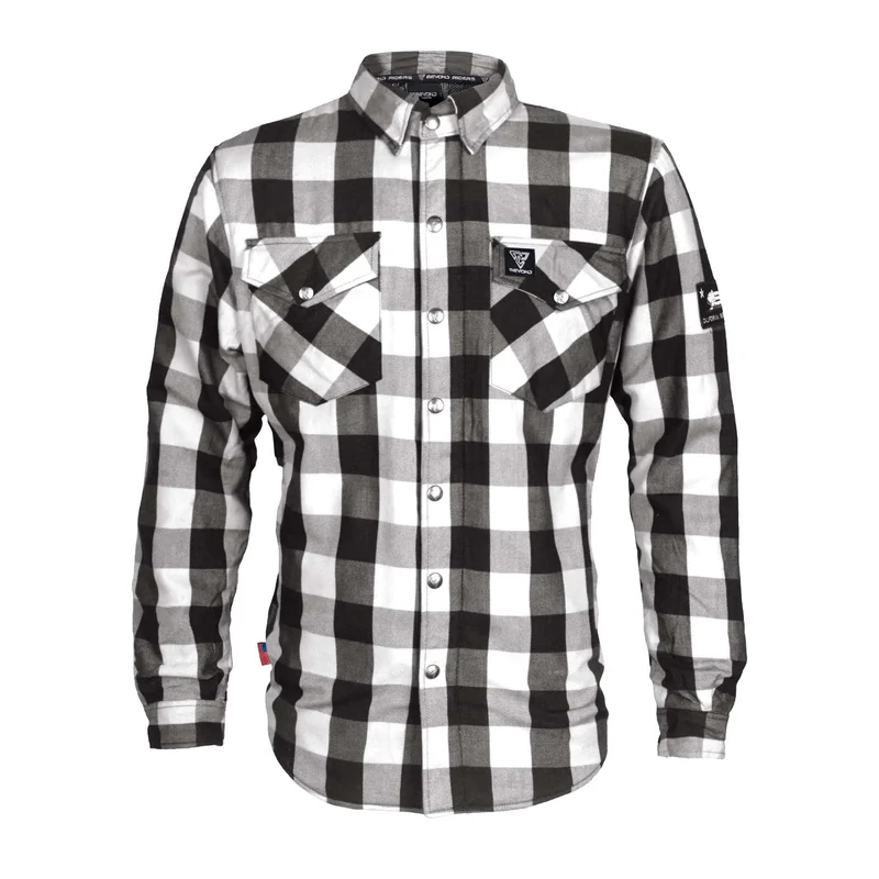 Protective Flannel Shirt with Pads "Midnight Ride" - Black and White Checkered