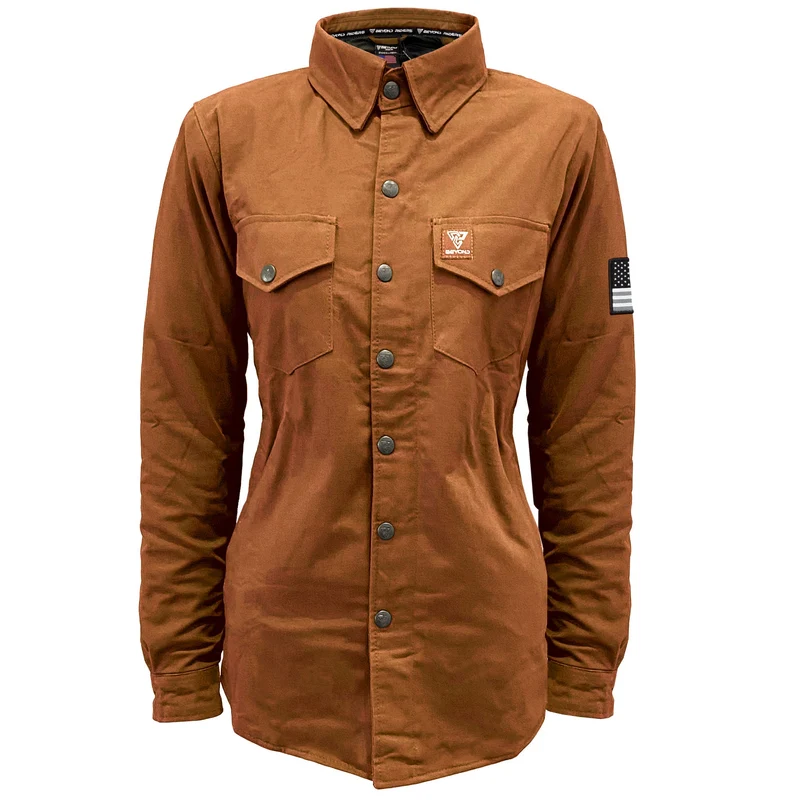 Protective Canvas Jacket with Pads for Women - Light Brown