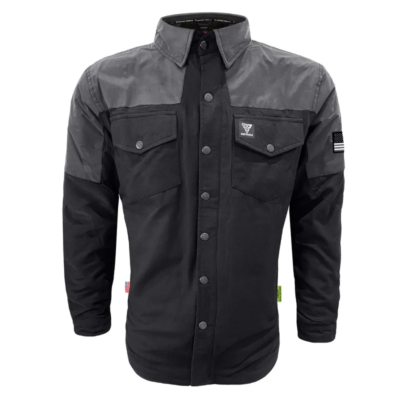 Flannel Reflective Shirt with Pads "Nightfall Nebula" - Black