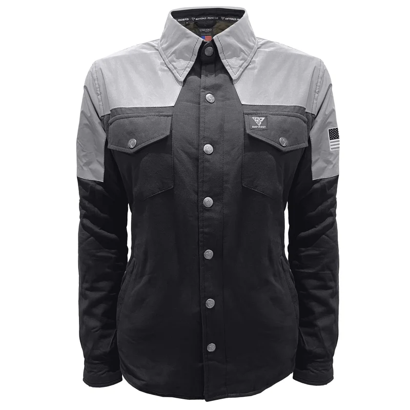Flannel Reflective Shirt with Pads "Alloy Eclipse" for Women - Black and Silver