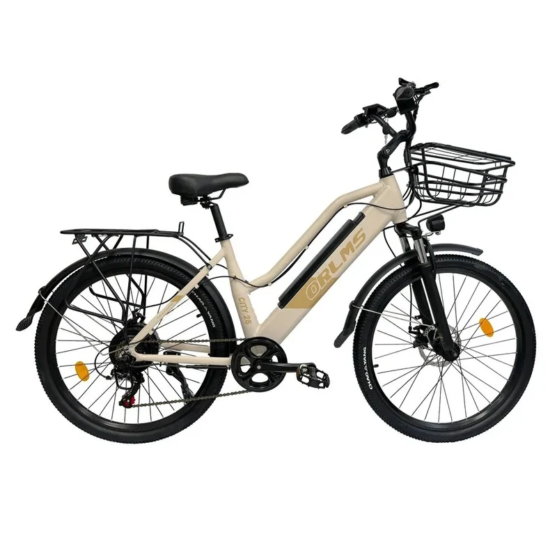 ORLMS CITY BIKE Vélo électrique pour femmes 26“ cadre bas Moteur 500W 48V 15AH Batterie