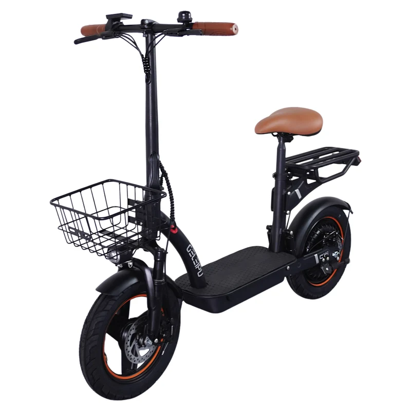 GELEIPU C14 14" Trotinette Électrique 500W Moteur 48V 17.5Ah Siège et Porte-Bagages