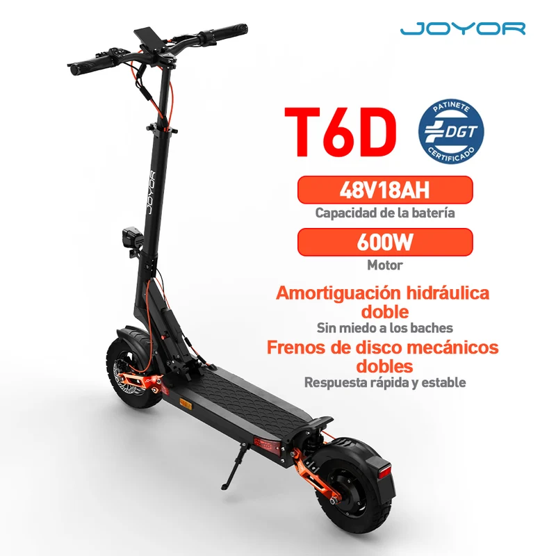 JOYOR T6D 10" Trottinette électrique tout-terrain 600W Moteur 48V 18Ah Batterie (DGT)