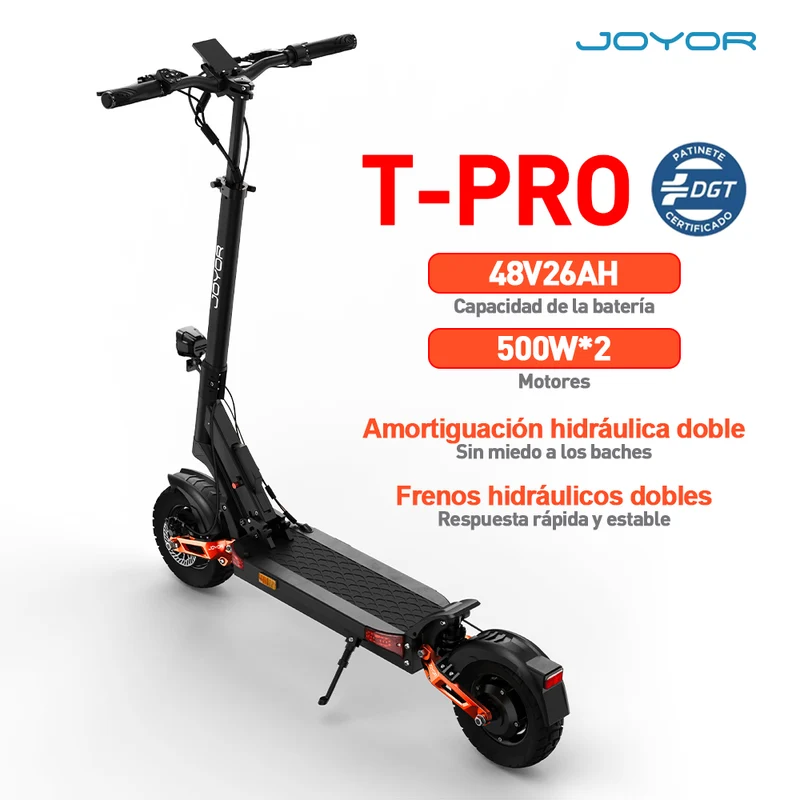 JOYOR T-PRO 10" Trottinette électrique tout-terrain 1000W Moteur 48V 26Ah Batterie (DGT)
